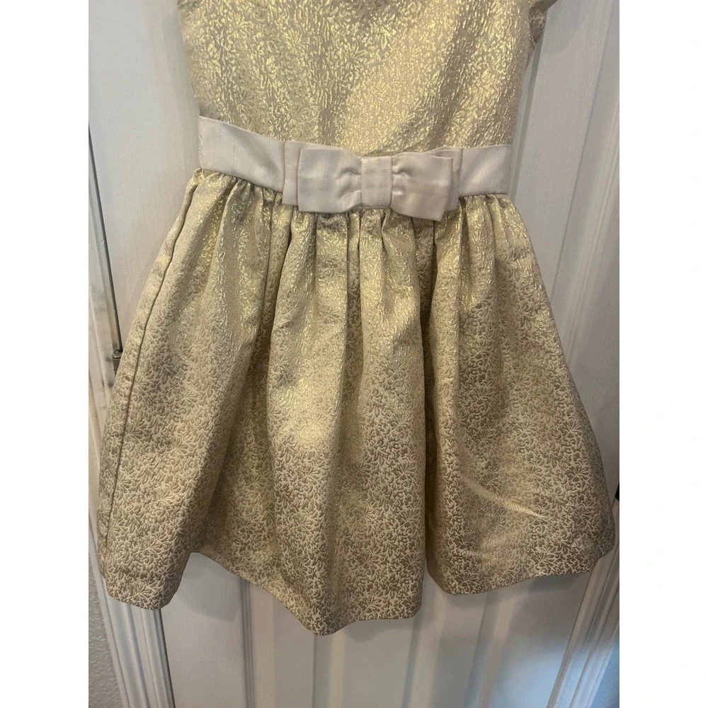 Gymboree Dress Gold Metallic Jacquard Bow Party Holiday Formal Kids Size 6